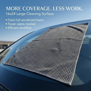 KOMBAT waffle glass clean microfiber towel, 16x24 inches, lint-free, streak-free window and windshield cleaning cloth.