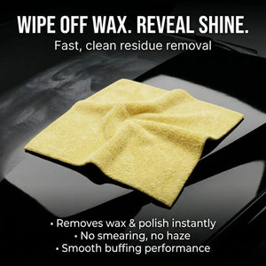 KOMBAT microfiber wax removal towel, 16x16 inches, lint-free and scratch-safe for fast compound and polish removal.