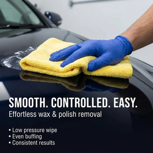 KOMBAT microfiber wax removal towel, 16x16 inches, lint-free and scratch-safe for compound and polish removal.