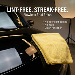 KOMBAT microfiber wax removal towel, 16x16 inches, lint-free, scratch-safe for compound and polish removal, 400 GSM.