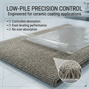 KOMBAT ceramic coating buffing microfiber towel, 16x16 inches, 300 GSM, for residue removal and streak-free high-gloss finish.