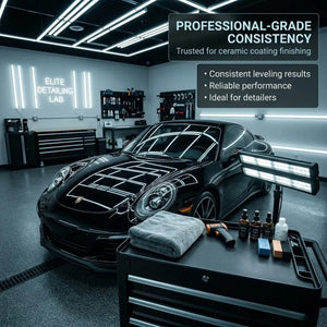 KOMBAT ceramic coating buffing towel, microfiber, 16x16 inches, 300 GSM, for residue removal and streak-free high-gloss finish.