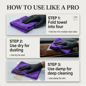 KOMBAT general purpose microfiber towel, 16x24 inches, 350 GSM lint-free detailing cloth, scratch-safe for cleaning and polishing.