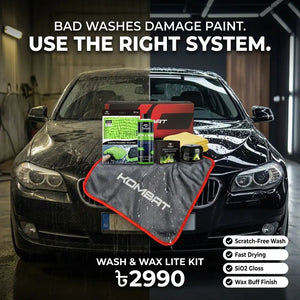 Rocket Science Alliance Wash & Wax Lite Kit bundle with car wash sponge and wax applicator for vehicle cleaning and shine.