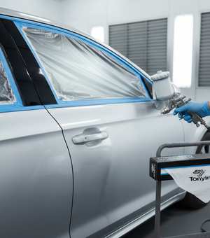 Automotive masking film by Rocket Science Alliance, showing clear, flexible film for vehicle paint protection and masking.