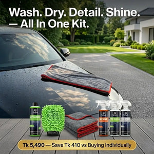 Rocket Science Alliance Complete Wash & Shine Kit with car wash solutions and detailing tools for a professional finish.