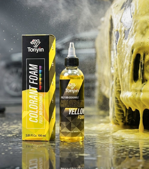 Yellow foam shampoo in a high-sudsing colored snow foam bottle from Rocket Science Alliance Tonyin Colorant Yellow Foam Shampoo.