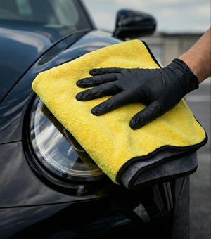 Extra thick Rocket Science Alliance car drying towel, soft and absorbent, designed to dry vehicles in one pass without scratches or water spots.