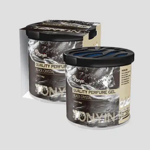 Black crystal car perfume gel by Rocket Science Alliance, 80g, long-lasting luxury fragrance for vehicle interior.