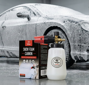 Rocket Science Alliance Tonyin Snow Foam Cannon TT02D with 1L capacity, wide neck, high pressure, and adjustable foam lance for car washing.