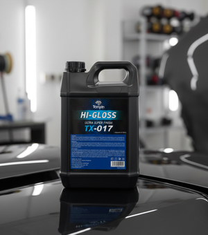 Close-up of Rocket Science Alliance Ultra Super Finish TX017C surface treatment applied to a metallic component.