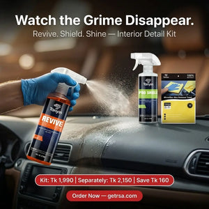 Rocket Science Alliance interior detailing kit with cleaner, detailer, and microfiber towel for car interior cleaning.