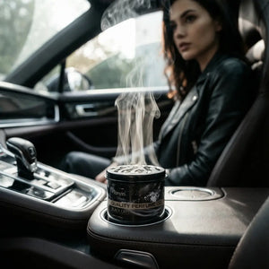 Premium Black Crystal Car Perfume Gel by Rocket Science Alliance, 80g, showcasing sleek black crystal design for long-lasting luxury fragrance.