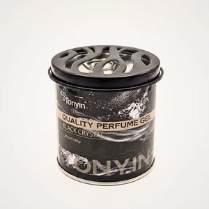 Black crystal car perfume gel by Rocket Science Alliance, 80g, showcasing the sleek black container and luxurious fragrance.