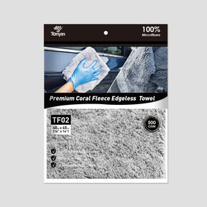 Premium coral fleece edgeless towel from Rocket Science Alliance, ultra-plush spot remover for scratch-free detailing.