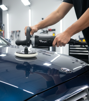 Rocket Science Alliance Rotary Spot Remover polisher for paint correction and high-torque buffing, professional detailing tool.