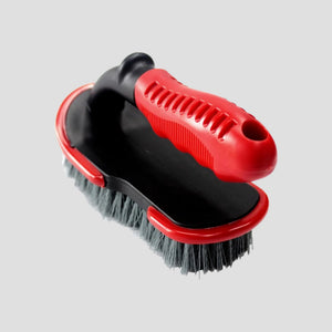 Heavy duty tire and carpet scrub brush by Rocket Science Alliance with stiff bristles for deep cleaning and stain removal.