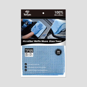 Rocket Science Alliance waffle weave glass cleaning towel, 16x16 inches, lint-free, streak-free for windows and windshields.