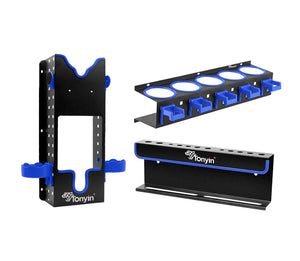 Rocket Science Alliance wall mount bottle holder for professional detailing, triple spot remover storage organizer.