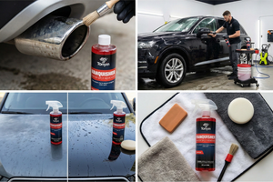 Rocket Science Alliance Water Spot Remover Vanquished 500ml bottle for removing water spots from various surfaces.