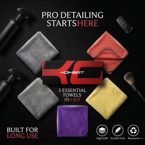 Rocket Science Alliance KOMBAT microfiber towel kit shown, featuring soft, absorbent towels ideal for cleaning and detailing.