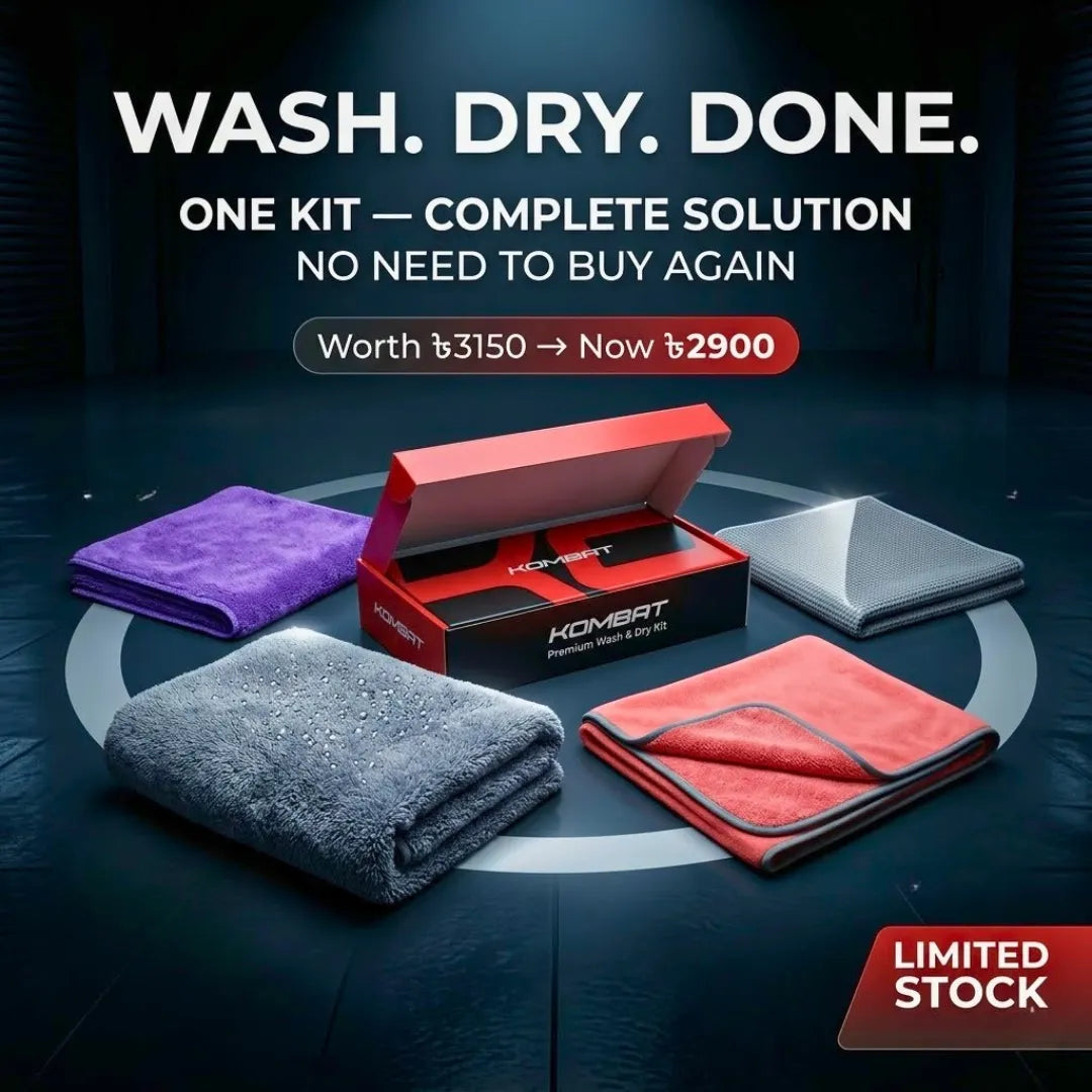 Rocket Science Alliance KOMBAT Premium Wash & Dry Kit microfiber towel for cleaning and drying, soft and highly absorbent.