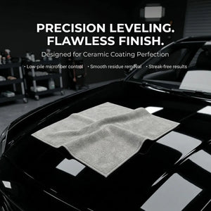 KOMBAT ceramic coating buffing microfiber towel, 16x16 inches, 300 GSM, for residue removal and high-gloss, streak-free finish.