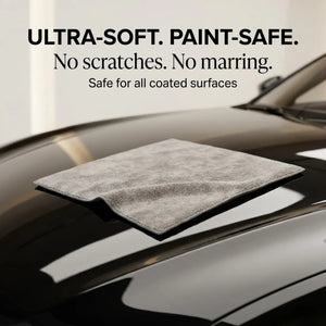 KOMBAT ceramic coating buffing microfiber towel, 16x16 inches, 300 GSM, high-gloss finish, streak-free residue removal, precision leveling