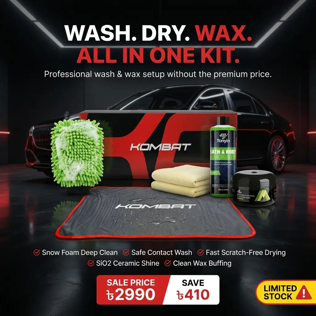 Rocket Science Alliance Wash & Wax Lite Kit bundle with car wash sponge, wax bottles, and cleaning accessories for vehicle detailing.