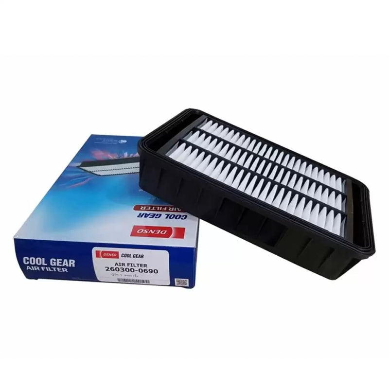DENSO Cool Gear Air Filter 0690 for Mitsubishi vehicles, showing the clean, rectangular automotive air filter with DENSO branding.