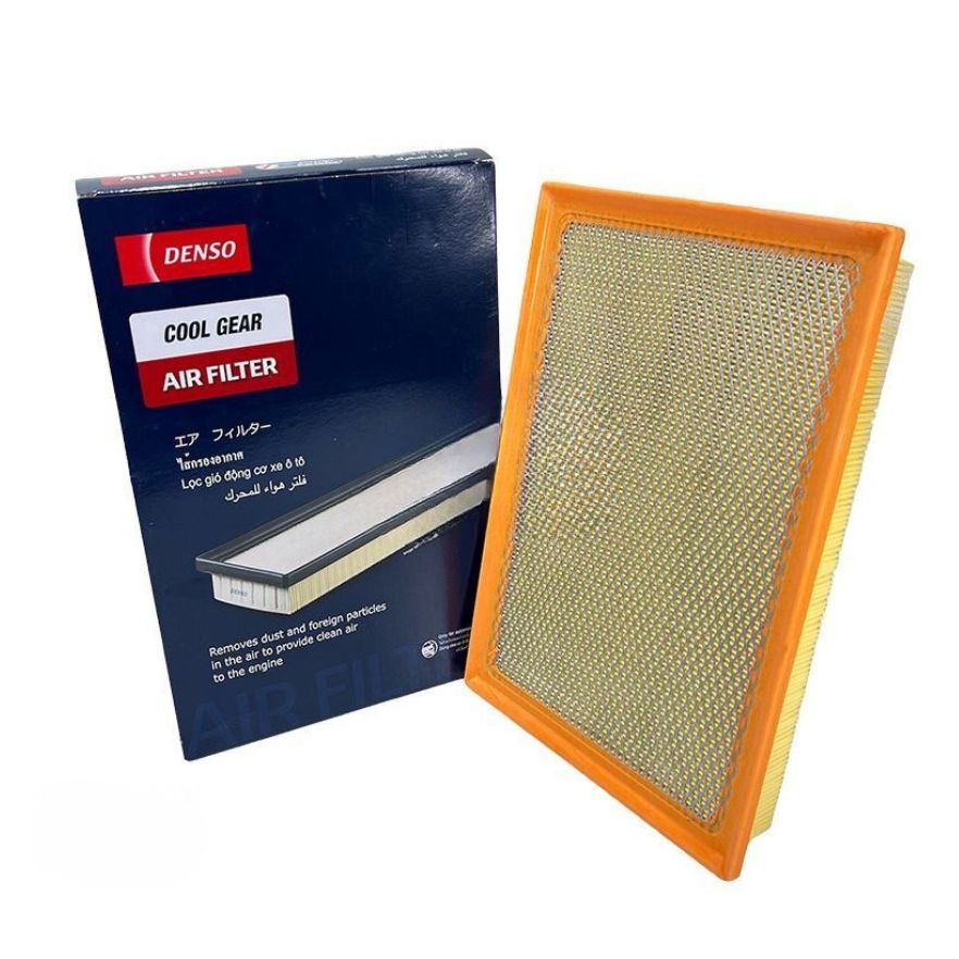 DENSO Cool Gear air filter 0960, rectangular automotive filter with blue and black design, used for engine air intake.