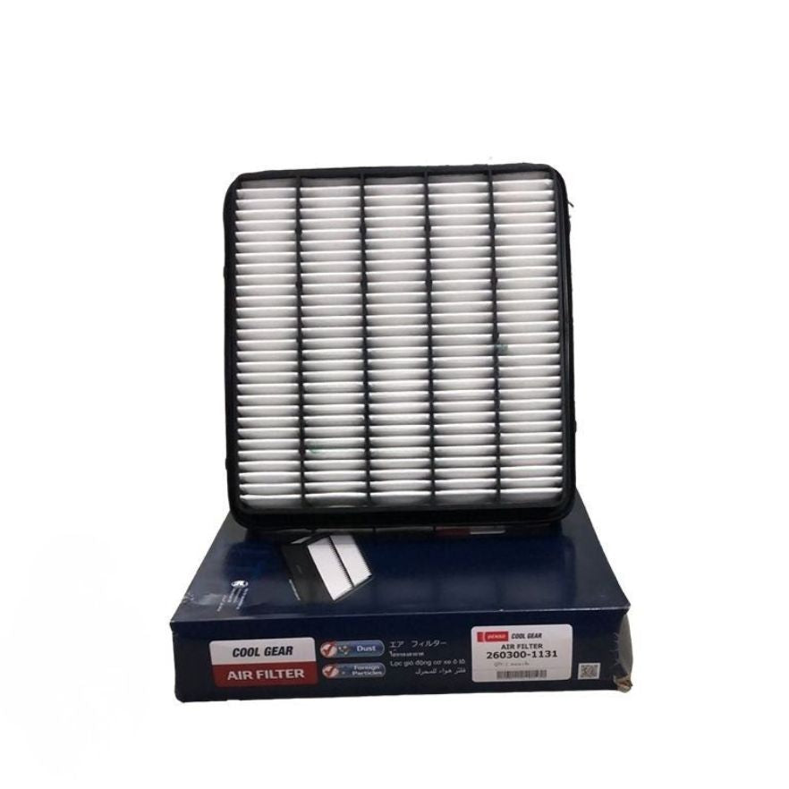 DENSO Cool Gear air filter installed in a vehicle engine for improved airflow and performance.