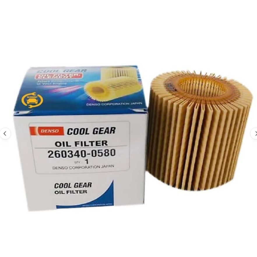 DENSO Cool Gear Oil Filter 0580 for vehicle engine, showing the filter's metal casing and branding details.