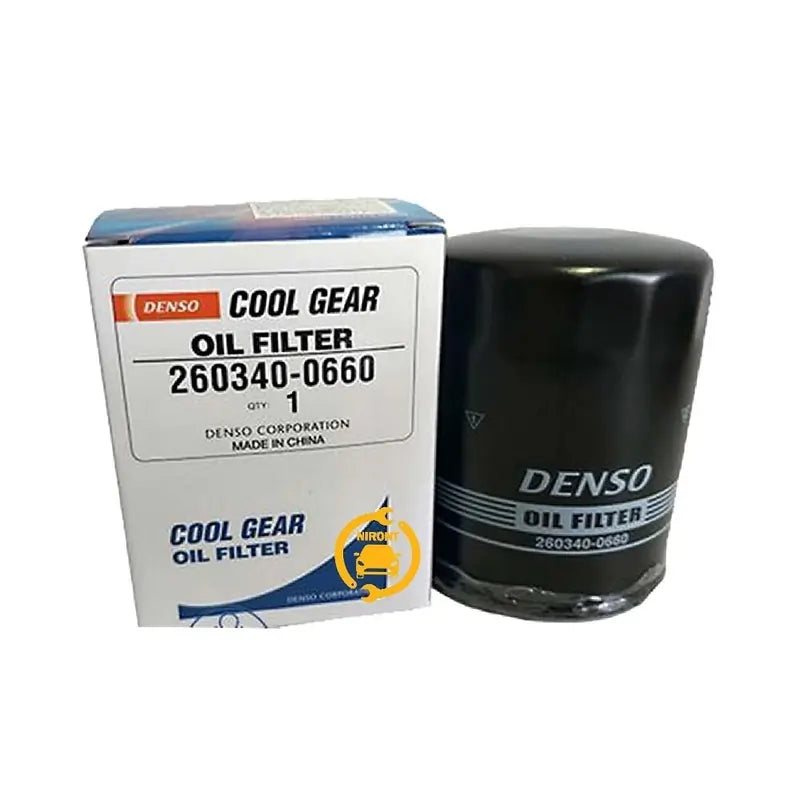 DENSO Cool Gear Oil Filter 0660 for Mitsubishi vehicles, showcasing the durable automotive filter with brand logo and product details.