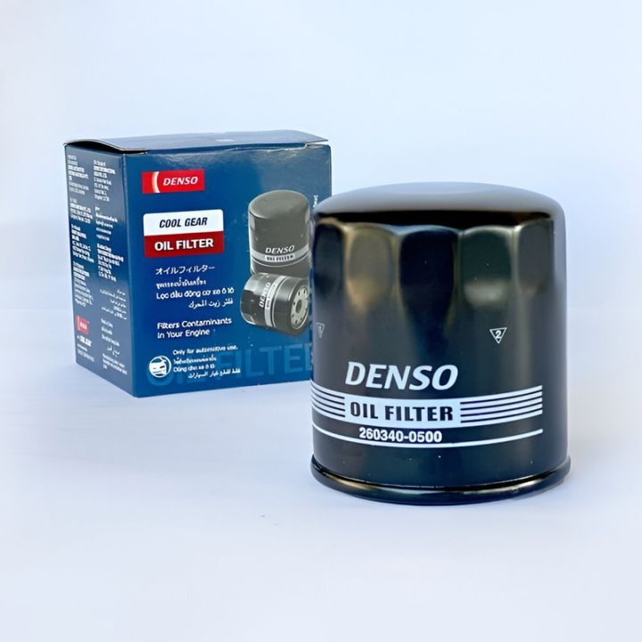 DENSO Cool Gear Oil Filter 260340-0500, automotive filter with metal casing and filter element for engine oil filtration