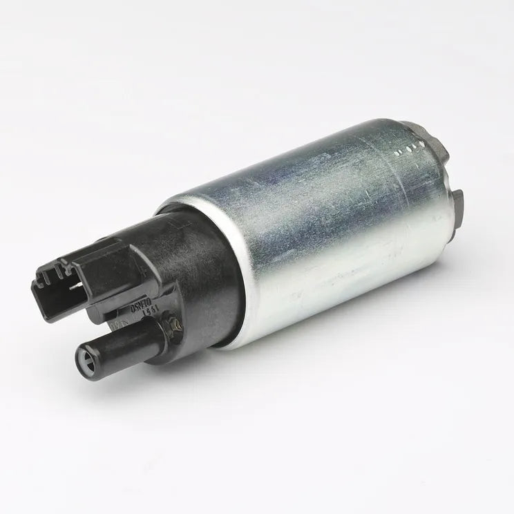 DENSO fuel pump for automotive use, showing the compact, durable metal and plastic components of the DENSO brand fuel pump.
