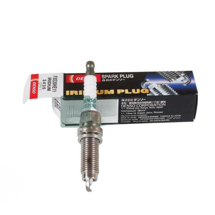Set of four DENSO Iridium Long Life FXE20HE11 spark plugs for automotive engines, featuring durable, high-performance design.