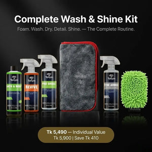 Rocket Science Alliance Complete Wash & Shine Kit with car cleaning tools and products for a spotless, shiny finish.