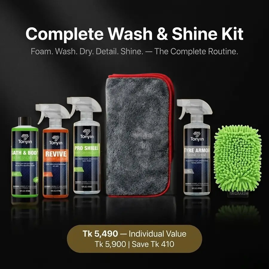 Rocket Science Alliance Complete Wash & Shine Kit with car cleaning tools and products for a spotless, shiny finish.