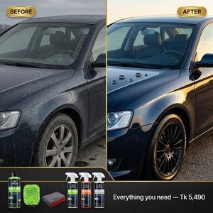 Rocket Science Alliance Complete Wash & Shine Kit with car wash tools and detailing supplies for a spotless, shiny finish.