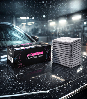Seamless laser-cut ceramic coating buffing towel by Rocket Science Alliance, soft and absorbent for vehicle detailing.