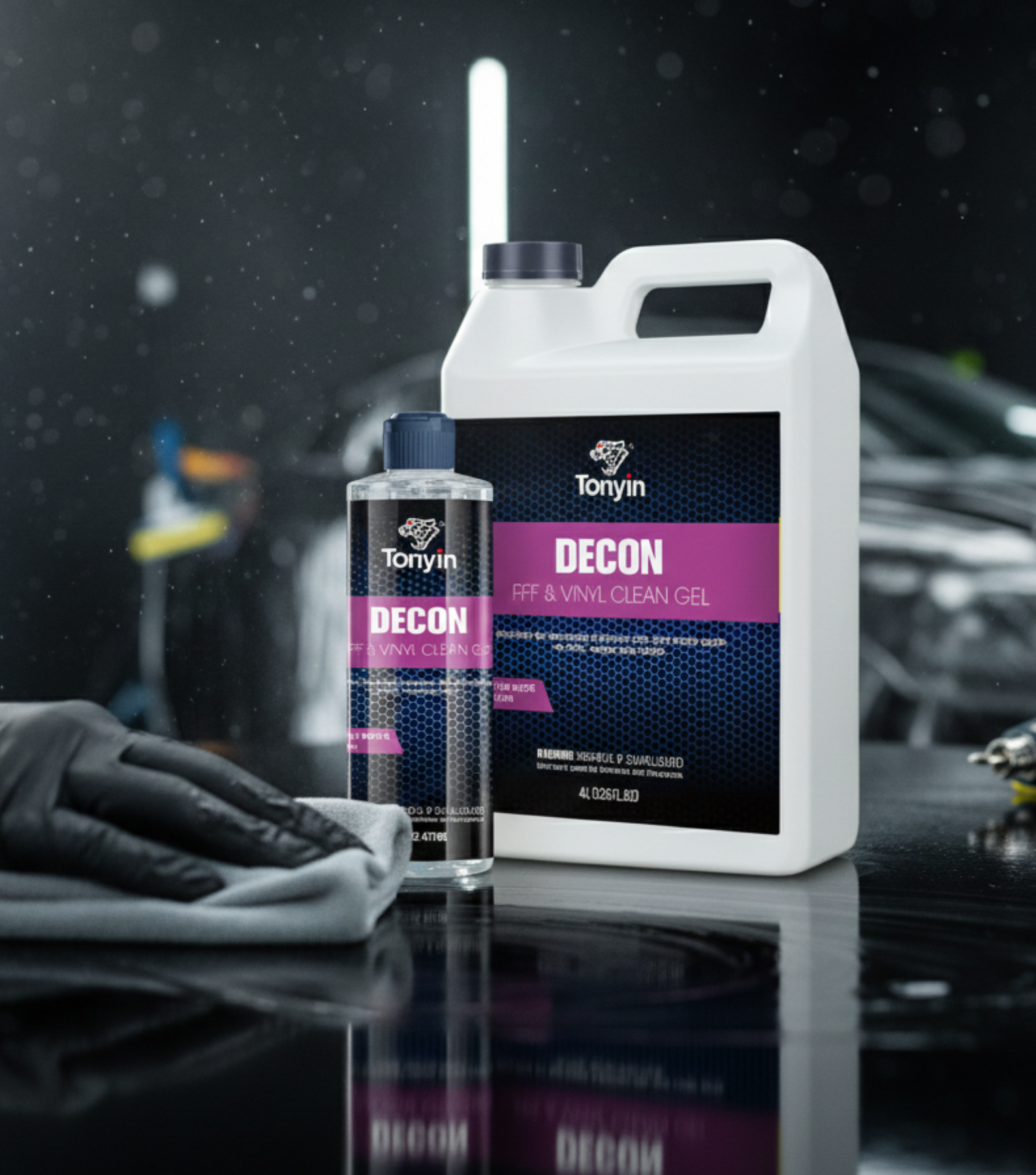 Rocket Science Alliance Decon PPF & Vinyl Clean Gel TN22, hand-held gel for cleaning car paint protection film and vinyl surfaces.
