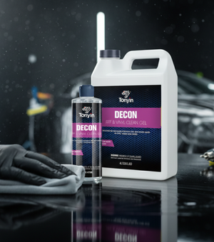 Rocket Science Alliance Decon PPF & Vinyl Clean Gel TN22, hand-held gel for cleaning car paint protection film and vinyl surfaces.