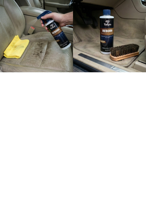 Rocket Science Alliance Reborn Leather Cleaner bottle showing a sleek design for cleaning any leather surface.