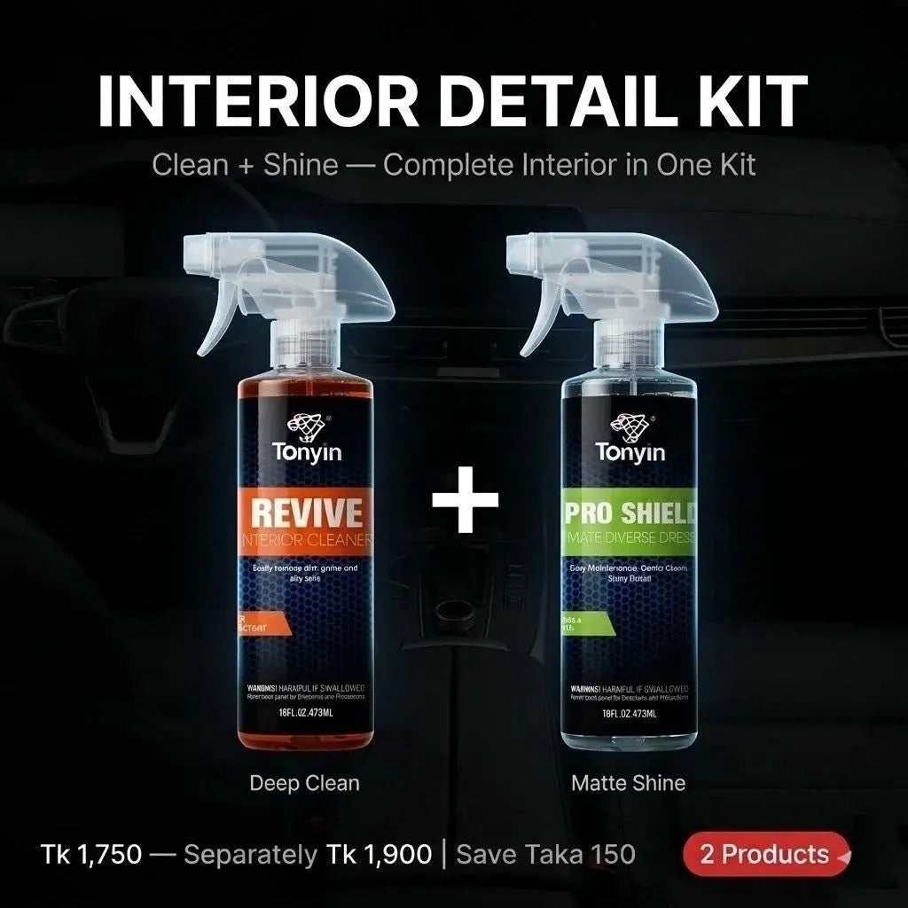 Rocket Science Alliance Interior Clean & Shine Kit with Revive Cleaner and Pro Shield for vehicle interior cleaning and protection.
