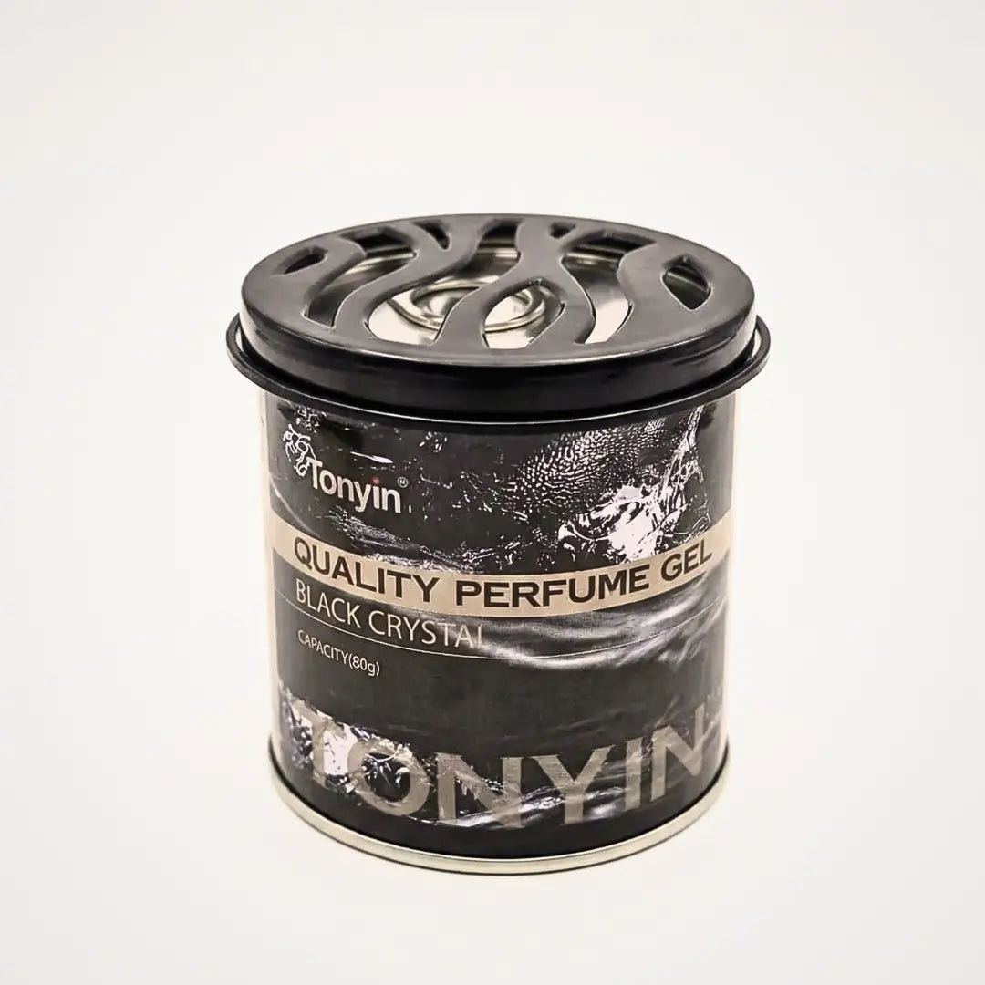 Black crystal car perfume gel by Rocket Science Alliance, 80g, showcasing the sleek black container and luxurious fragrance.