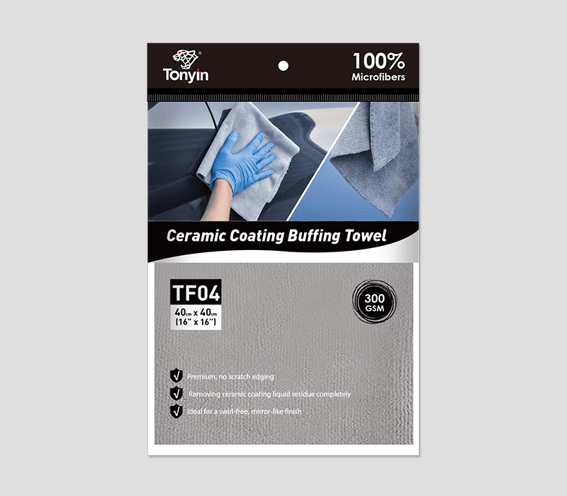 Ceramic Coating Buffing Towel (300 GSM, 16 by 16 inches) – Precision Leveling & Residue Removal. Streak-Free. High-Gloss Finish. TF04