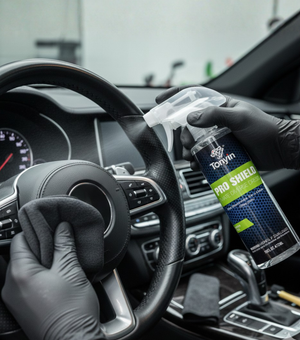 Interior Shiny Finish Pro Shield spot remover by Rocket Science Alliance, showing a clean, glossy interior surface with a smooth finish.