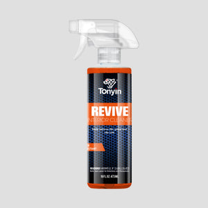 Revive Interior Cleaner 500ml by Rocket Science Alliance, spot remover for dirt, grime, and stains on leather, plastic, and vinyl surfaces.