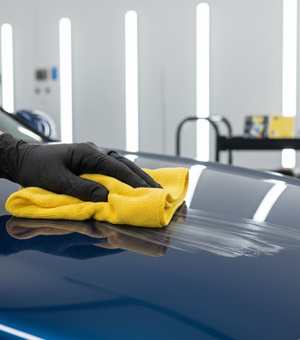 Rocket Science Alliance microfiber wax removal towel, lint-free and scratch-safe, for fast compound and polish removal, 16x16 inches.